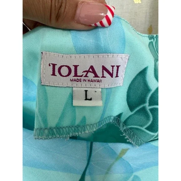 Iolani Hawaiian Tropical Ginger Flowers Batik Midi Slip Dress L - Picture 5 of 5